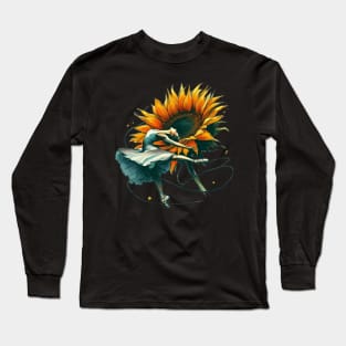 Sunflower Ballet Dancer Fantasy Long Sleeve T-Shirt